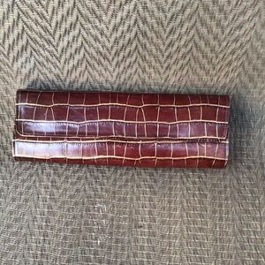 Abas Brown/Gold Alligator Leather Cylinder Clutch